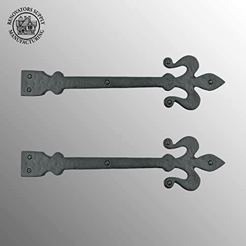 16 Wrought Iron Hinges with Fleur De Lis Design