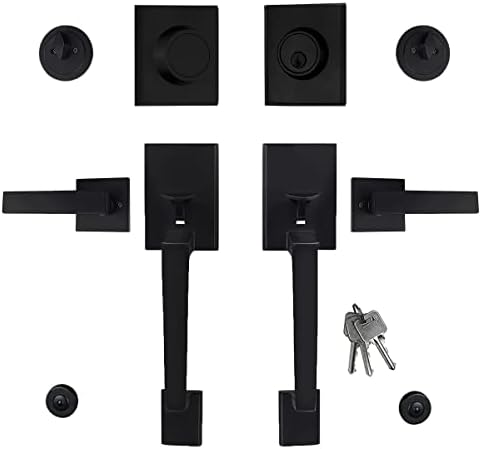 Double Door Handle Set Matte Black