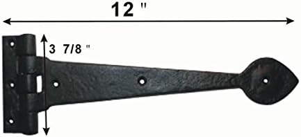 Black Wrought Iron Strap Hinge - 12 In Spade Tip Pack of 4