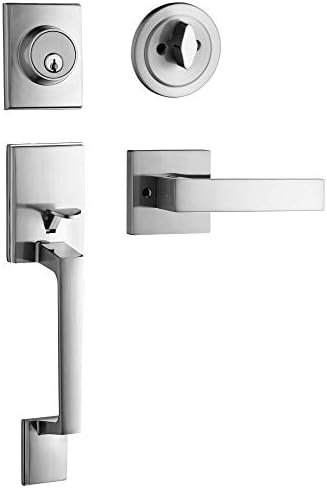 Satin Nickel Single Cylinder Lever Door Handle Set