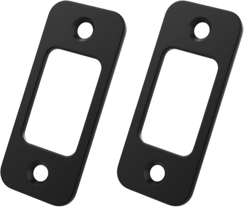 RO6G Black Deadbolt Strike Plate 2-Pack