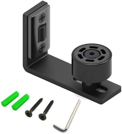 Adjustable Wall-Mounted Barn Door Floor Guide Black