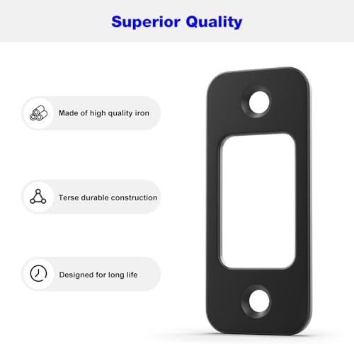 RO6G Black Deadbolt Strike Plate 2-Pack