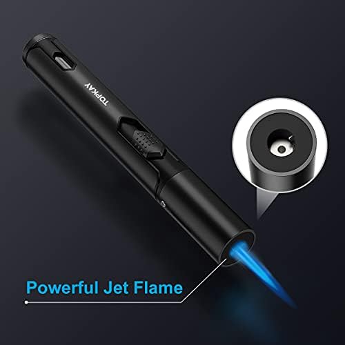 TopKAY Adjustable Windproof Butane Torch Lighter for Outdoor Use