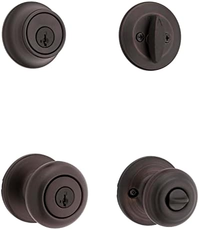 Kwikset Cove Knob and Deadbolt with SmartKey and Microban Venetian Bronze
