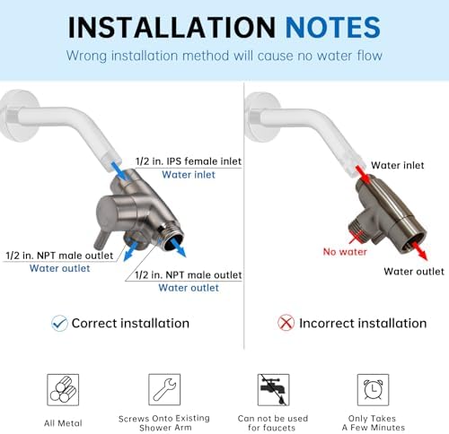 G-Promise Solid Metal Shower Diverter for Handheld Showers Fixed Systems