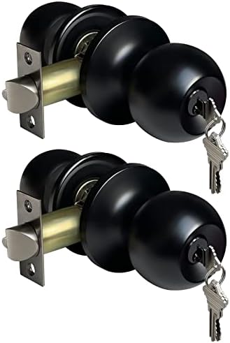 BESTTEN 2-Piece Keyed Entry Door Knob Set Matte Black