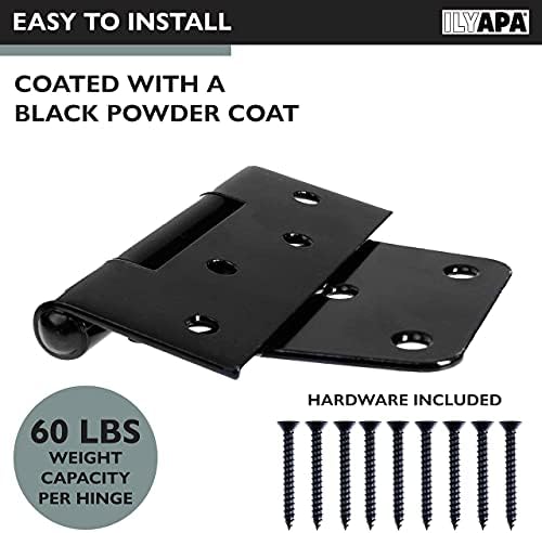 Ilyapa Heavy Duty Shed Door Hinges 6 Pack Black