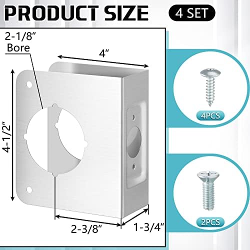 Sturdy stainless steel door reinforcement plates for home security