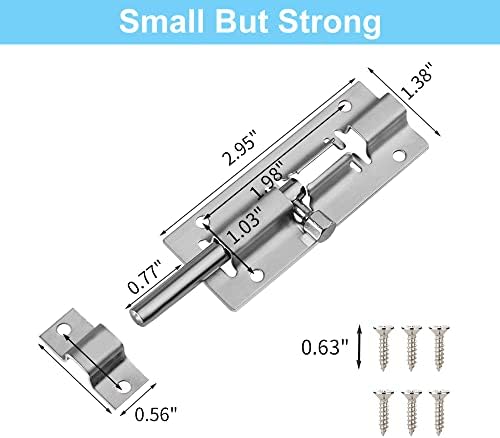 Ultimate Door Security 2-Pack Barrel Bolt Lock with Brushed Finish