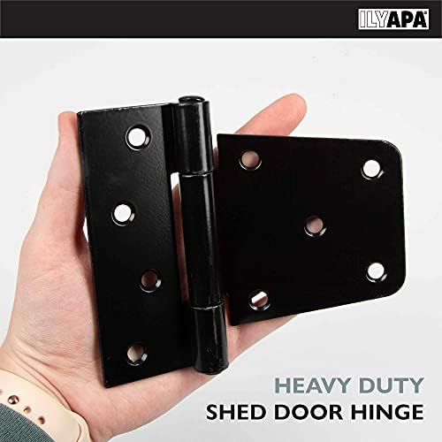 Ilyapa Heavy Duty Shed Door Hinges 6 Pack Black