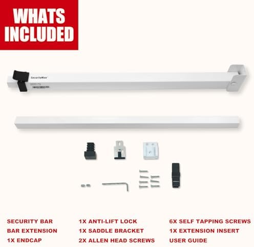 Adjustable Sliding Door Security Bar with Anti-Lift Lock