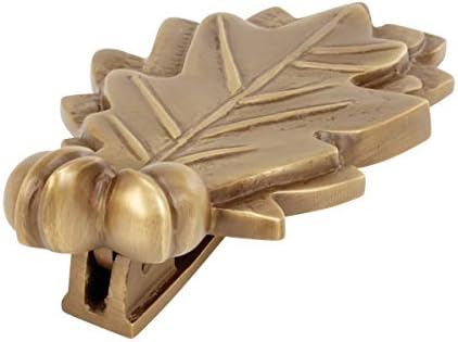 Elegant antique brass front door knocker with oak leaf design