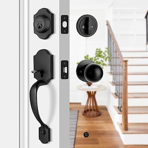 Heavy Duty Front Door Handle Set Matte Black