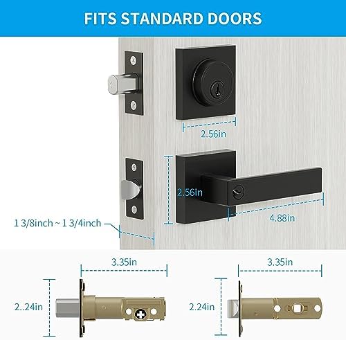 Hidalife Entry Door Handle and Deadbolt Set for HomeOffice Security
