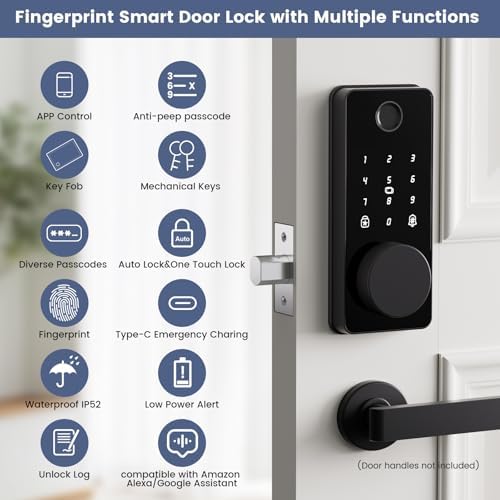 Fingerprint Door Lock with Keypad Smart Deadbolt Easy to Install