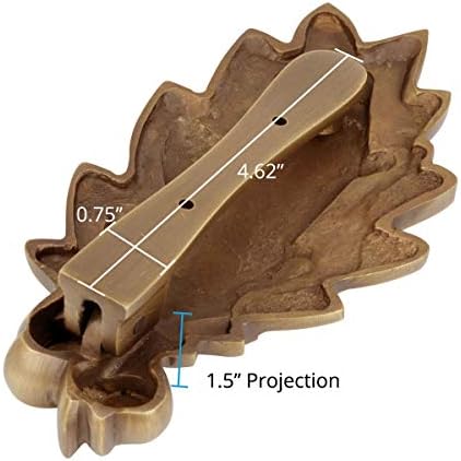 Elegant antique brass front door knocker with oak leaf design