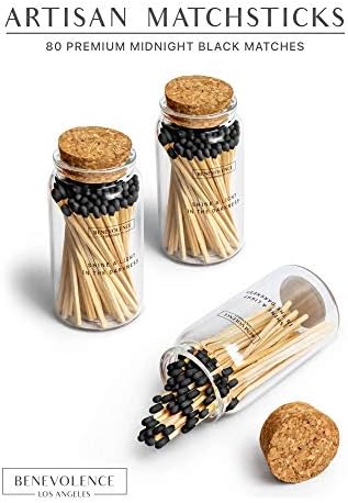 Benevolence LA Midnight Black Wooden Matches Jar with Stirrer