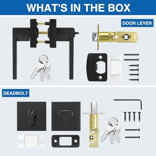 Sopoby Entry Lever Door Handles Deadbolt Combo Pack