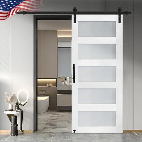 SZ TOPHAND 36in x 84in Glass Sliding Door with 66FT Kit