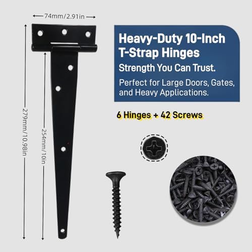 6PCS 10 Rustproof T Door Hinges Set
