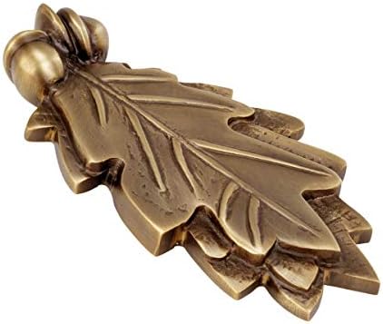 Elegant antique brass front door knocker with oak leaf design