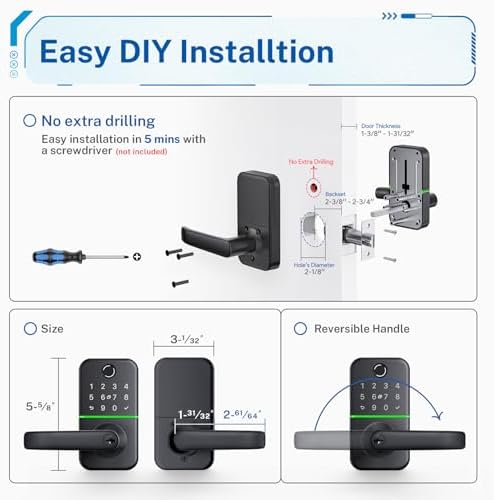 KUCACCI Smart Door Lock with Keypad - Fingerprint Secure