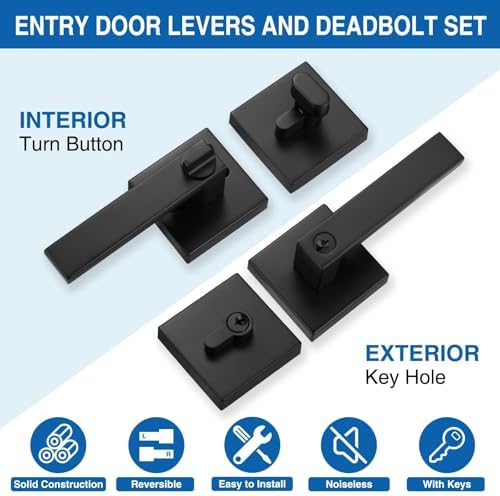 Sopoby Entry Lever Door Handles Deadbolt Combo Pack