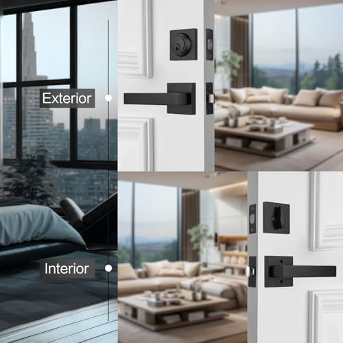 NCSEN Front Door Lock Set with Matte Black Finish