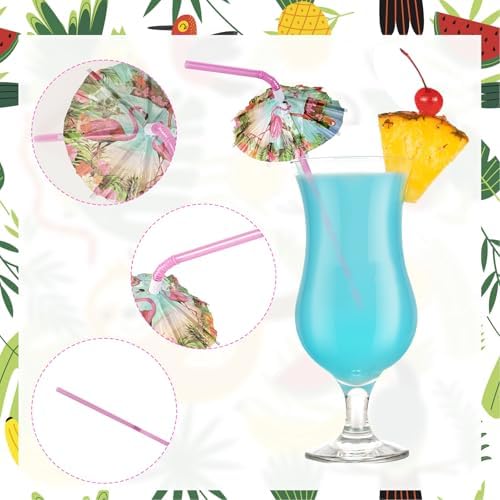 200 Pcs Tropical Hawaiian Umbrella Drink Straws luau party supplies