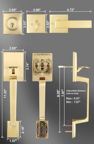 GoldenWarm Front Door Handle Set with Deadbolt Reversible Lever