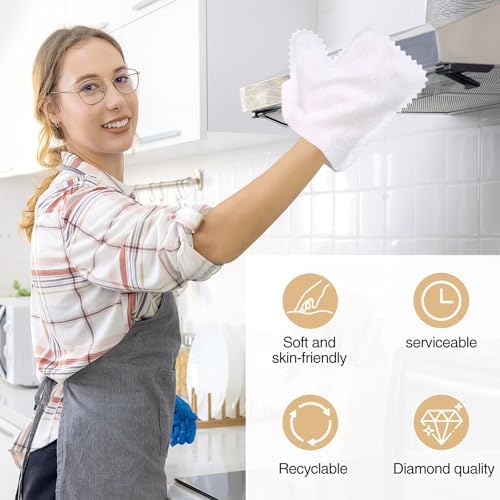 80PCS Microfiber Fish Scale Cleaning Duster Glove - Reusable Kitchen Dusting Mitt