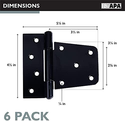 Ilyapa Heavy Duty Shed Door Hinges 6 Pack Black