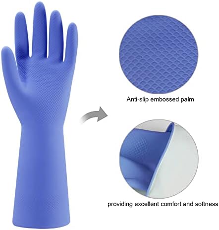Rubber Kitchen Gloves - Non-SlipReusable Durable 4 Pairs Set