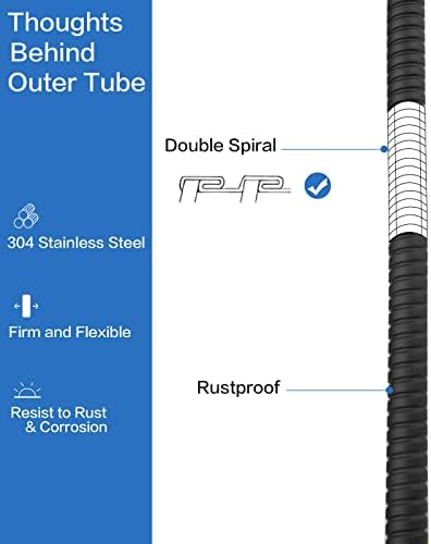 RUMOSE 118-Inch Stainless Steel Shower Hose Durable Non-Tangling