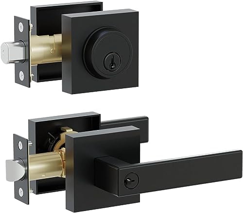 Hidalife Entry Door Handle and Deadbolt Set for HomeOffice Security