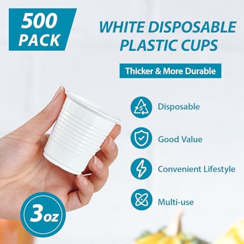 Sturdy 3oz White Plastic Cups