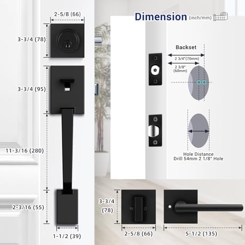 Sturdy Front Door Lock Set for Entryways