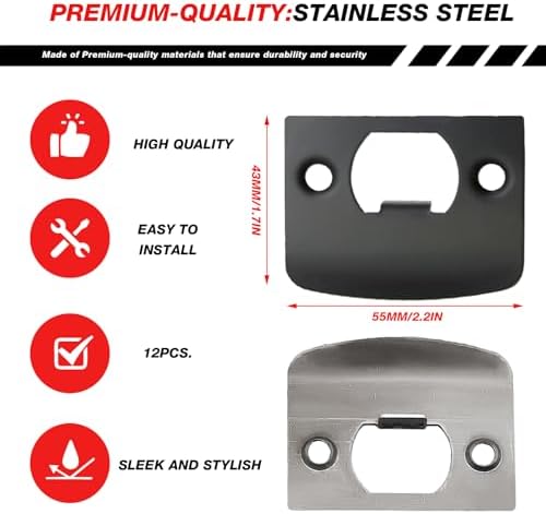 12-Piece Stainless Steel Door Strike Plate Kit for Enhanced Security