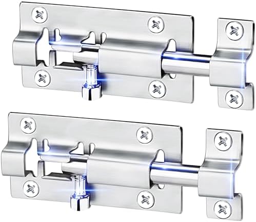 Ultimate Door Security 2-Pack Barrel Bolt Lock with Brushed Finish