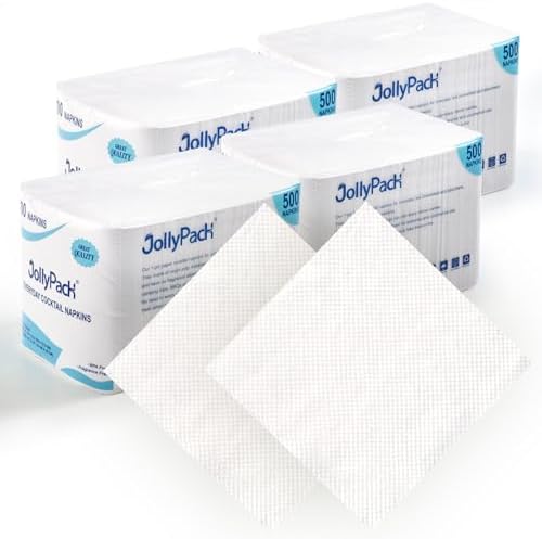 JollyPack2000 Count White Beverage Napkins - Perfect for Parties Bars Restaurants