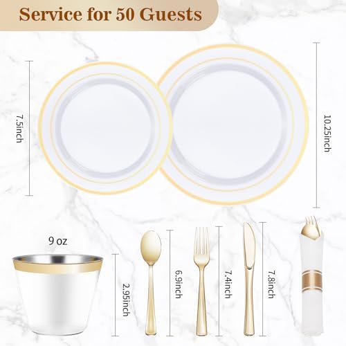 Perfect for Parties Best VIP 350PCS Gold Plastic Plate Set