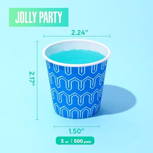 JOLLY PARTY 500Pack 3 oz Disposable Blue Paper Cups
