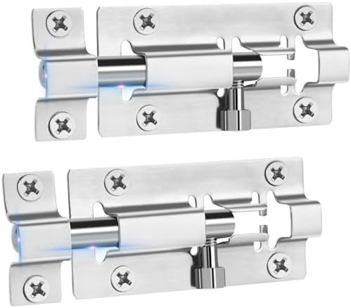 2-Pack Slide Lock 3 Inch Barrel Bolt Stainless Steel