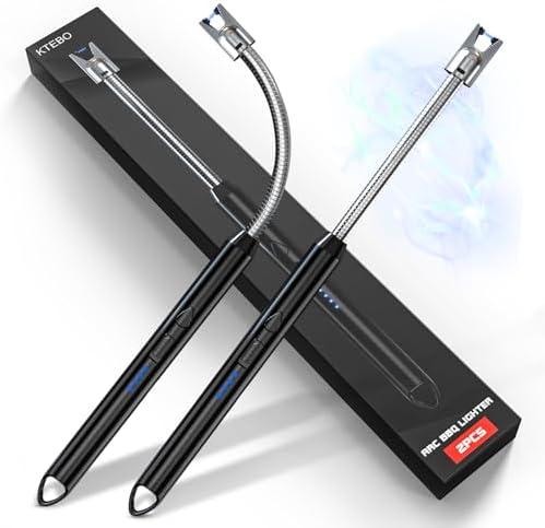 2 Pack Plasma Arc Electric Lighter Rechargeable USB Long Reach Windproof Design Lighters