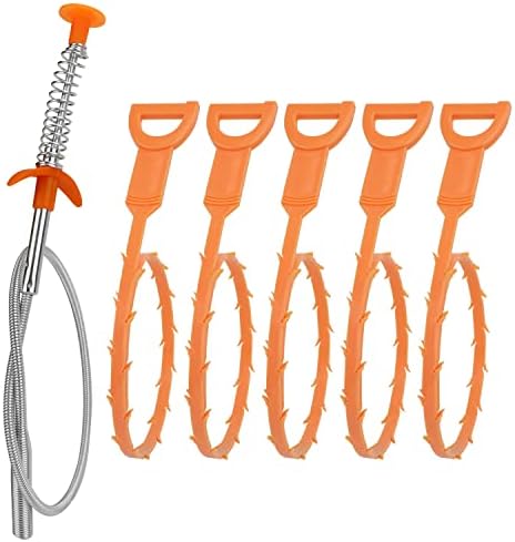 Efficient Verified Drain Clog Remover Tool Set Include 5 Plastic 1 Stainless Steel