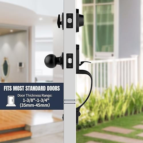 Heavy Duty Front Door Handle Set Matte Black