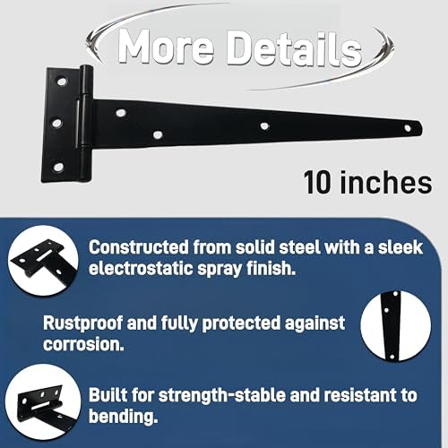 6PCS 10 Rustproof T Door Hinges Set