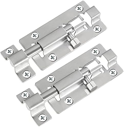 Ultimate Door Security 2-Pack Barrel Bolt Lock with Brushed Finish