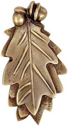 Elegant antique brass front door knocker with oak leaf design